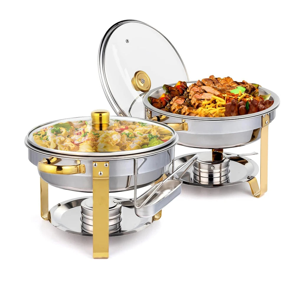 HiMISS Chafing Dishes Buffet Set Stainless Steel With Glass Lid
