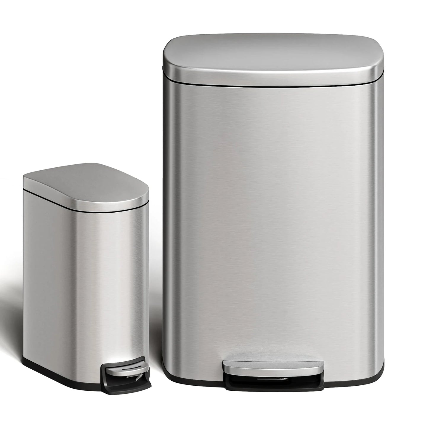 TWISTER.CK Durable Step On Stainless Steel Kitchen Trash Can Set