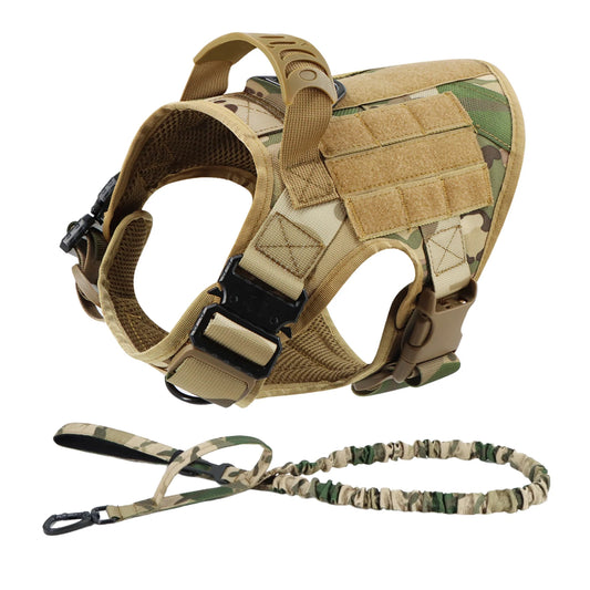 PETRAVEL Tactical Dog Harness Leash Set for Large Dogs Training