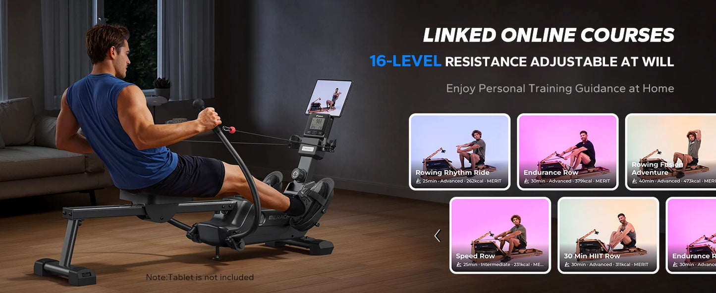 Merach Rowing Machine Magnetic 16 Level Resistance Ultra Quiet