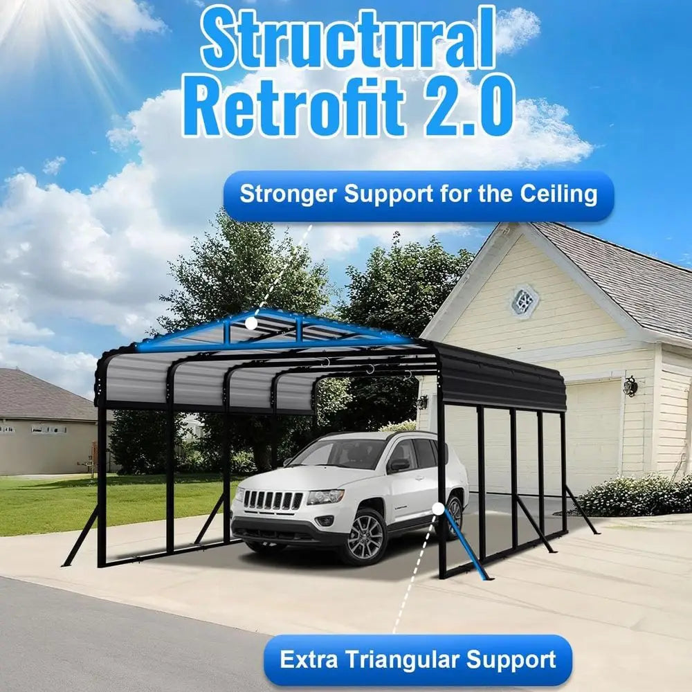 Heavy Duty Metal Carport Kit For Trucks Boats RVs Anchored