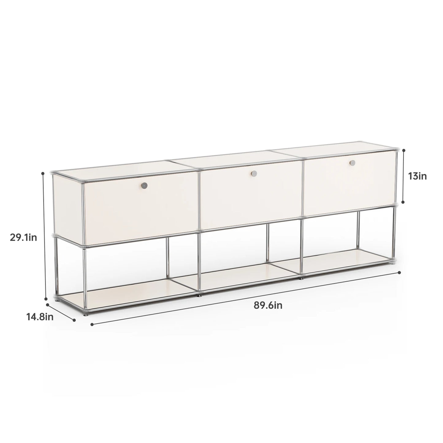 Stainless Steel Storage Cabinet Sideboard With Metal Shelves Living Room