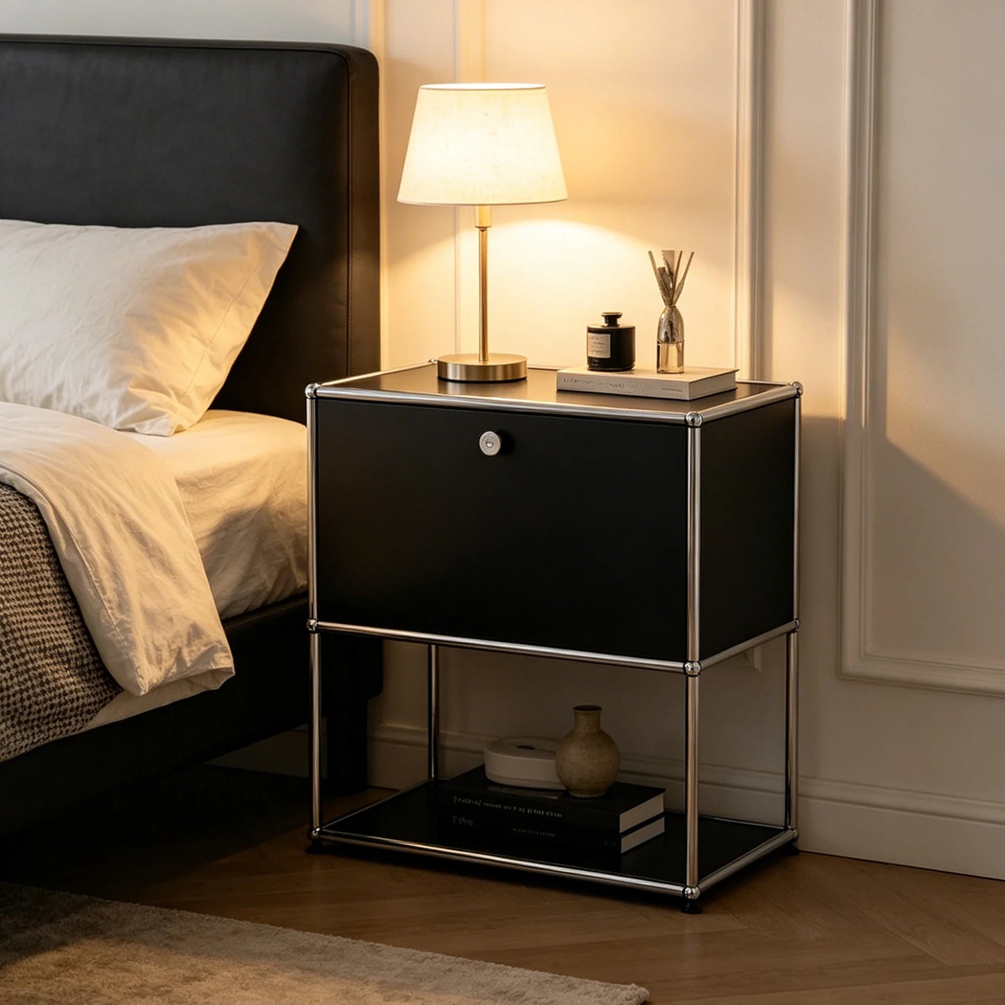 Furgle Modern Modular Nightstand Metal Frame Two Tier