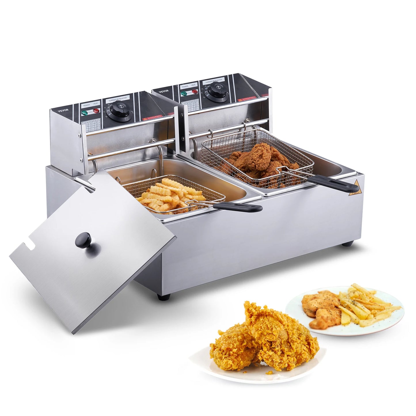 SucceBuy 12L Electric Deep Fryer With Dual Removable Tanks