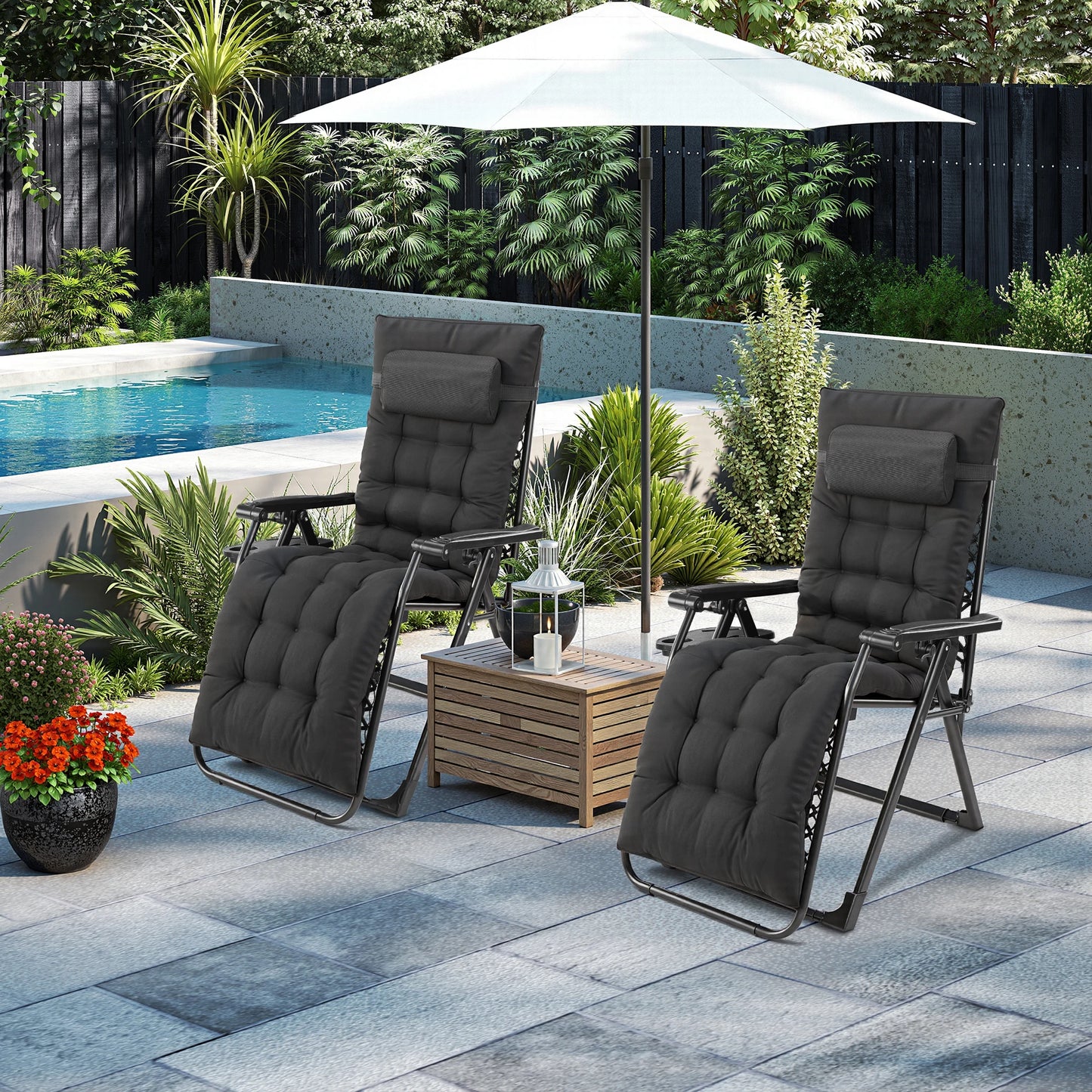 JHK Zero Gravity Recliner Outdoor Patio Lounge Chair With Cupholder