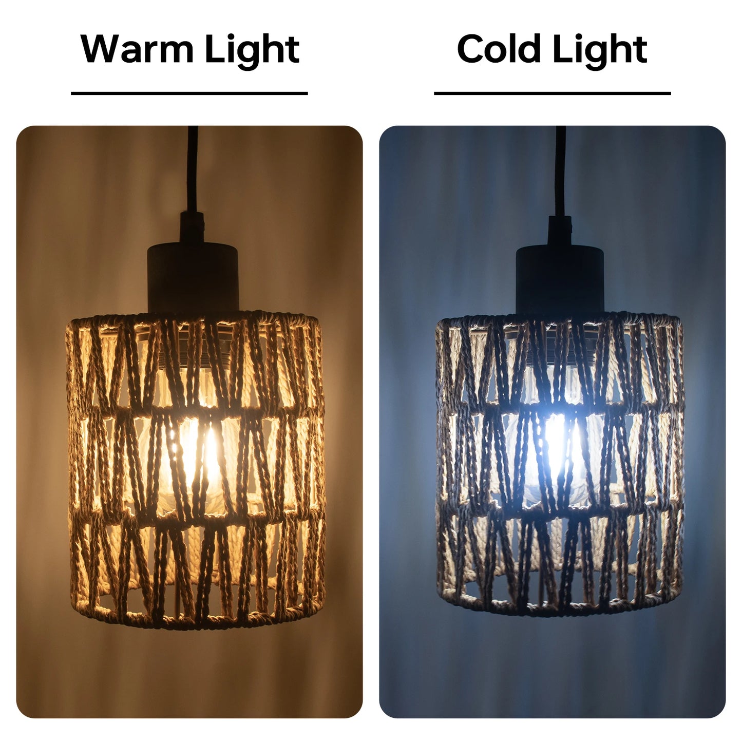 Rattan Pendant Light Farmhouse Boho Chandelier With E27 Base