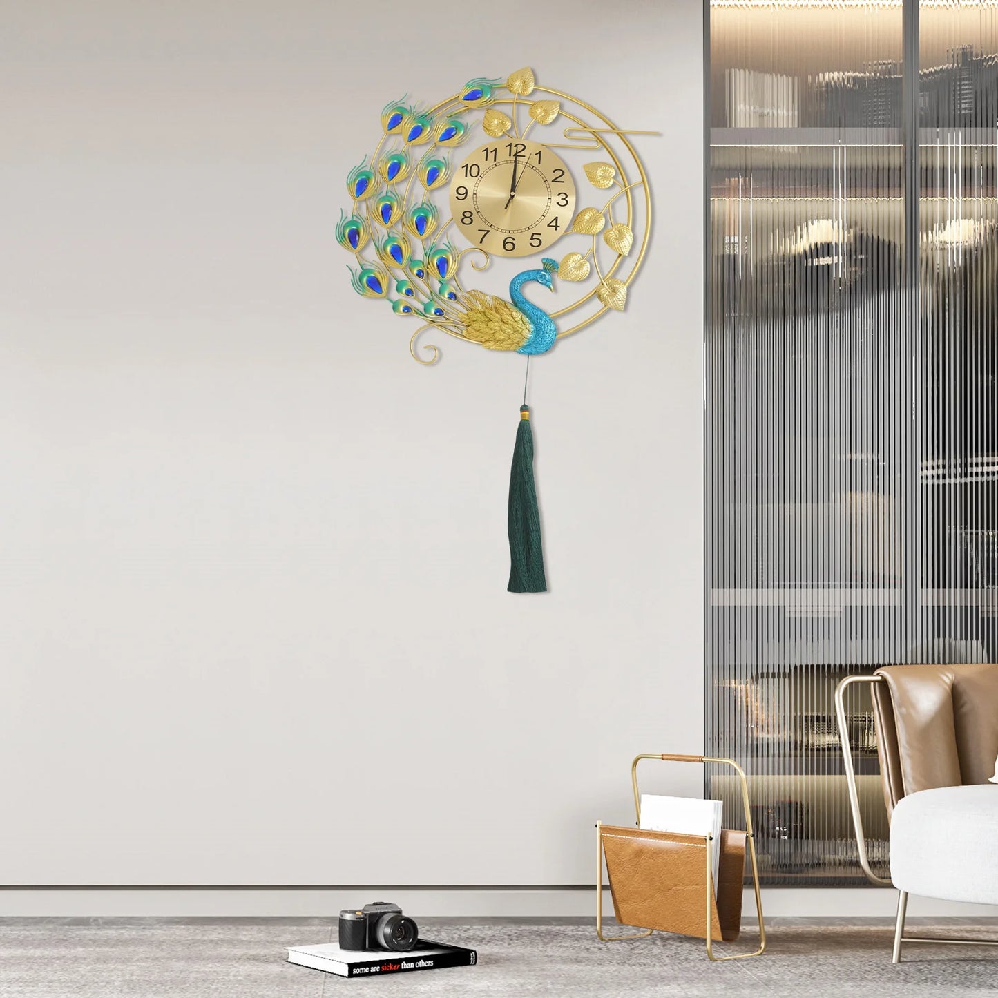 Peacock Metal Wall Clock Silent Quartz Wall Mounted Art Clock