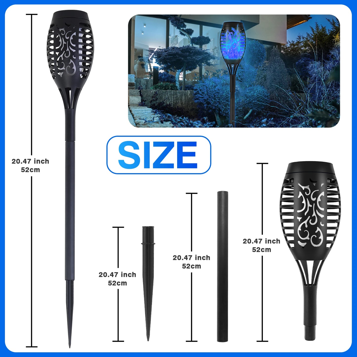 8 Pack Solar Torch Lights Flickering Flame Outdoor Waterproof Garden Decor