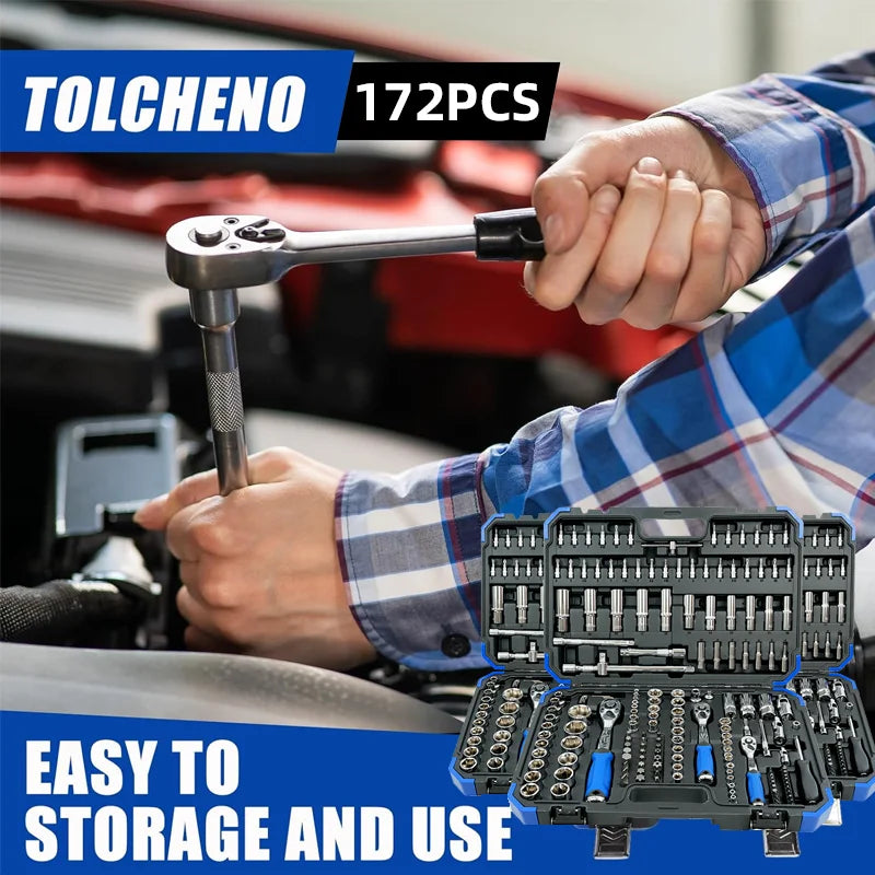 172 Pcs Multi Function Car Socket Ratchet Wrench Tool Kit