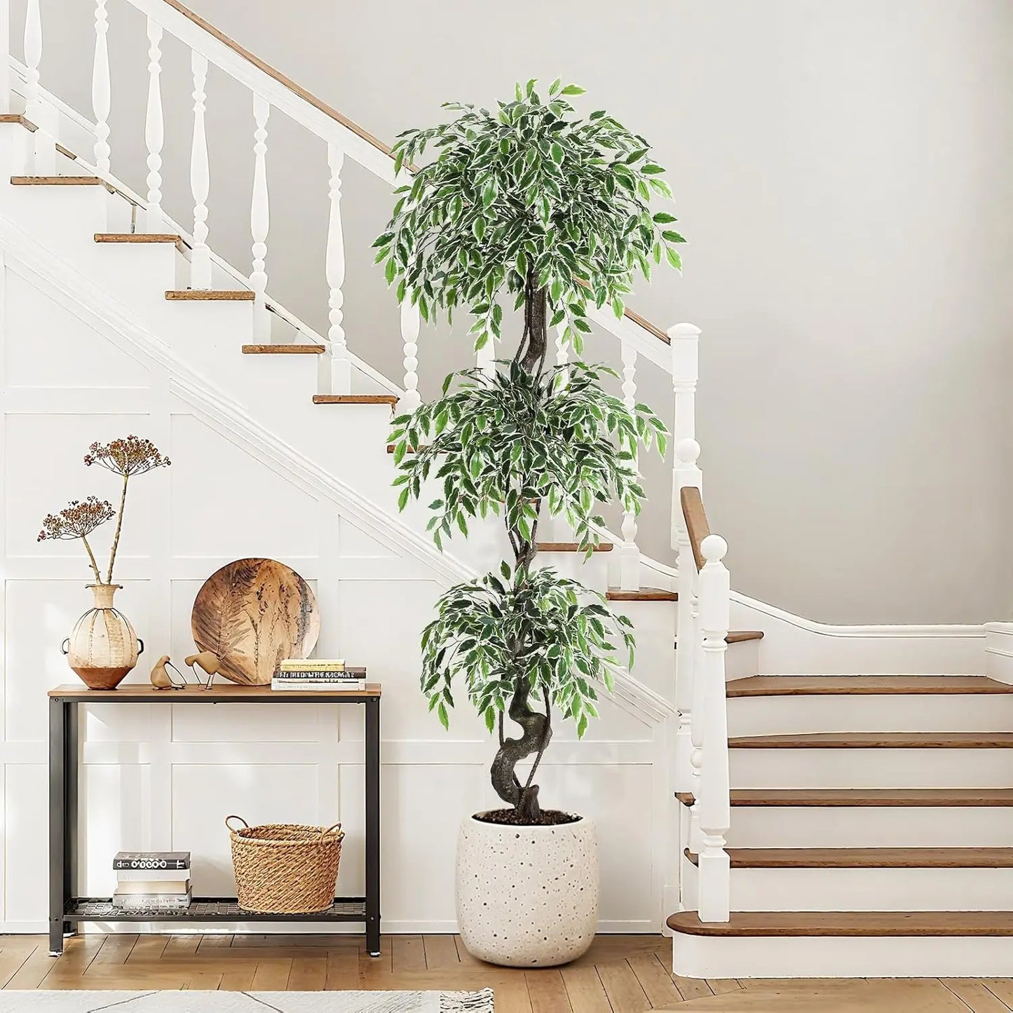 HiMISS Artificial Ficus Tree With Pebbles And Fake Moss Pot