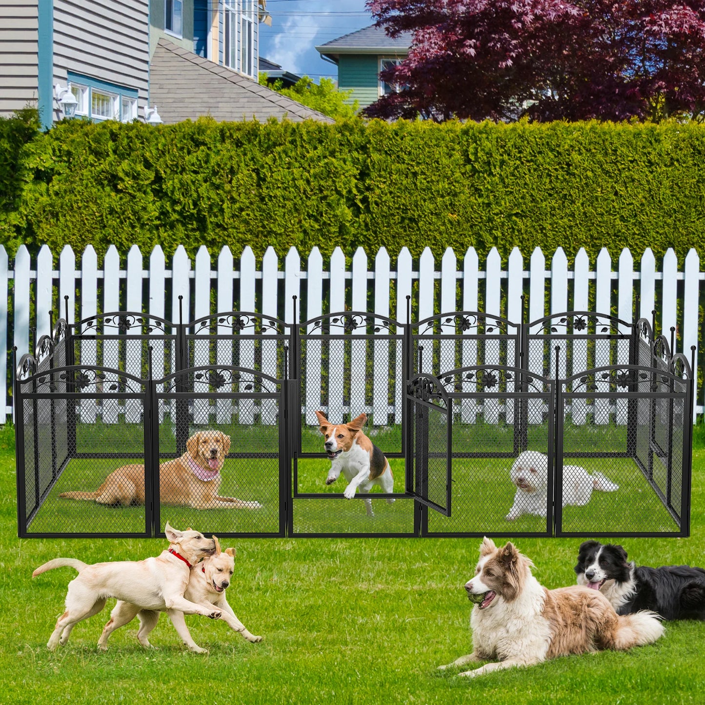 BINGOPAW Heavy Duty Dog Playpen Indoor Outdoor with Waterproof Pad
