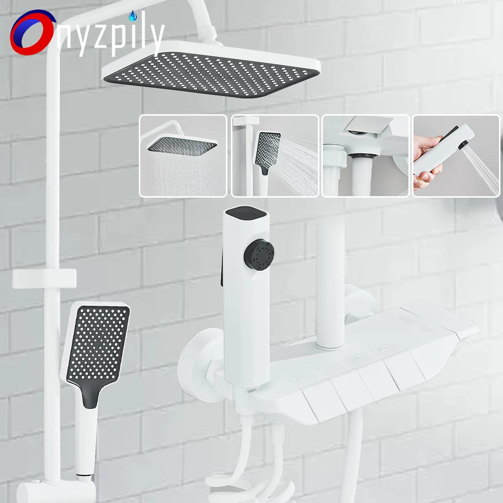 Onyzpily In Wall 4 Way Shower Faucet Set With Rainfall