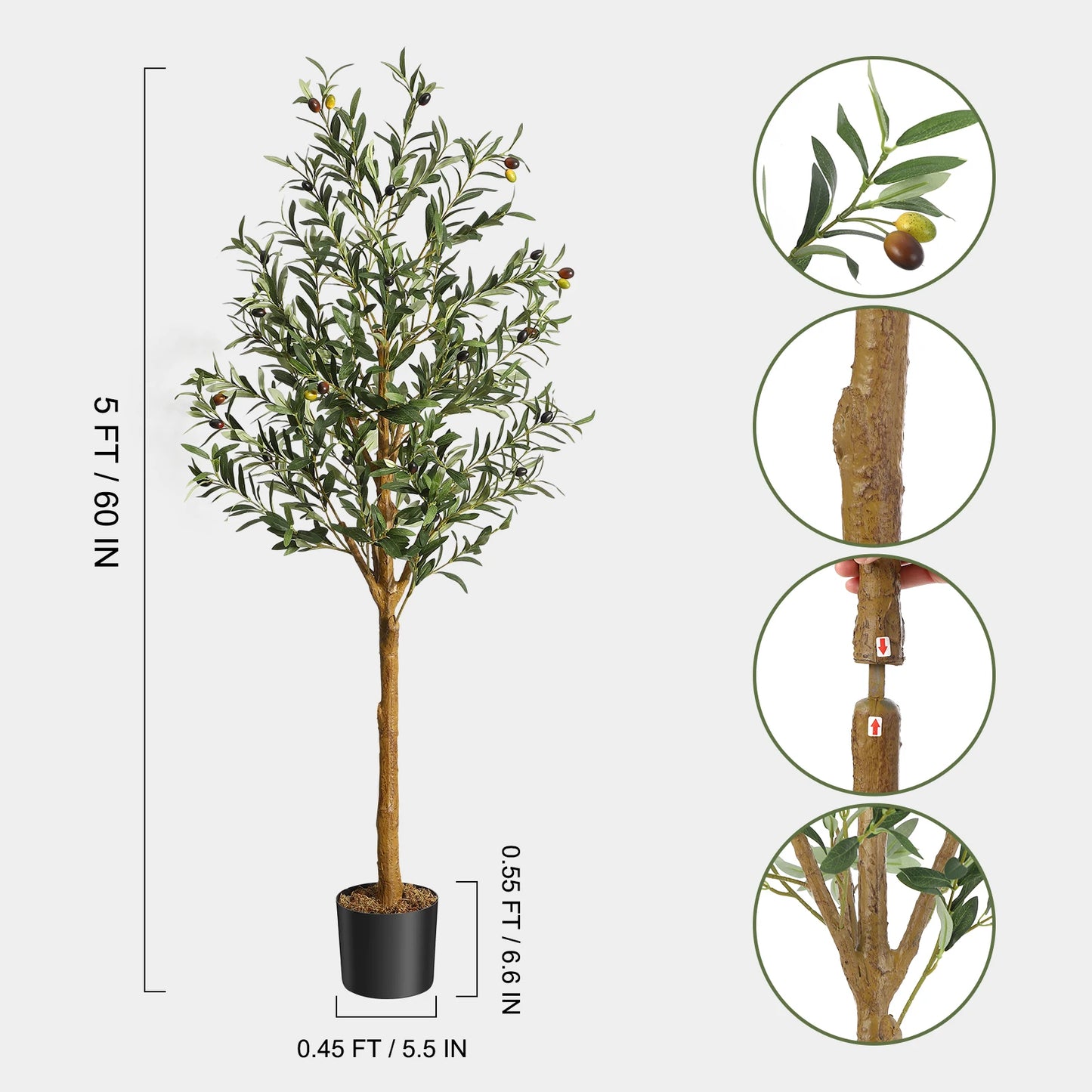 HiMISS Artificial Olive Tree In Pot For Home Room Decor