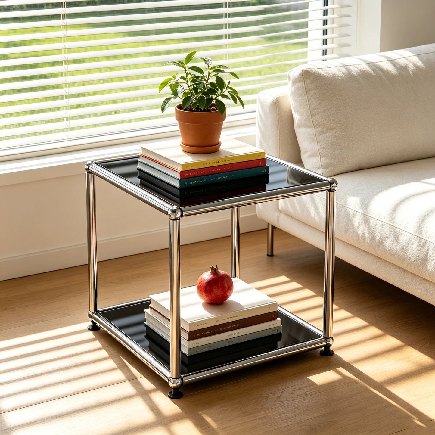 Furgle Modern Minimalist Side End Table With Metal Frame