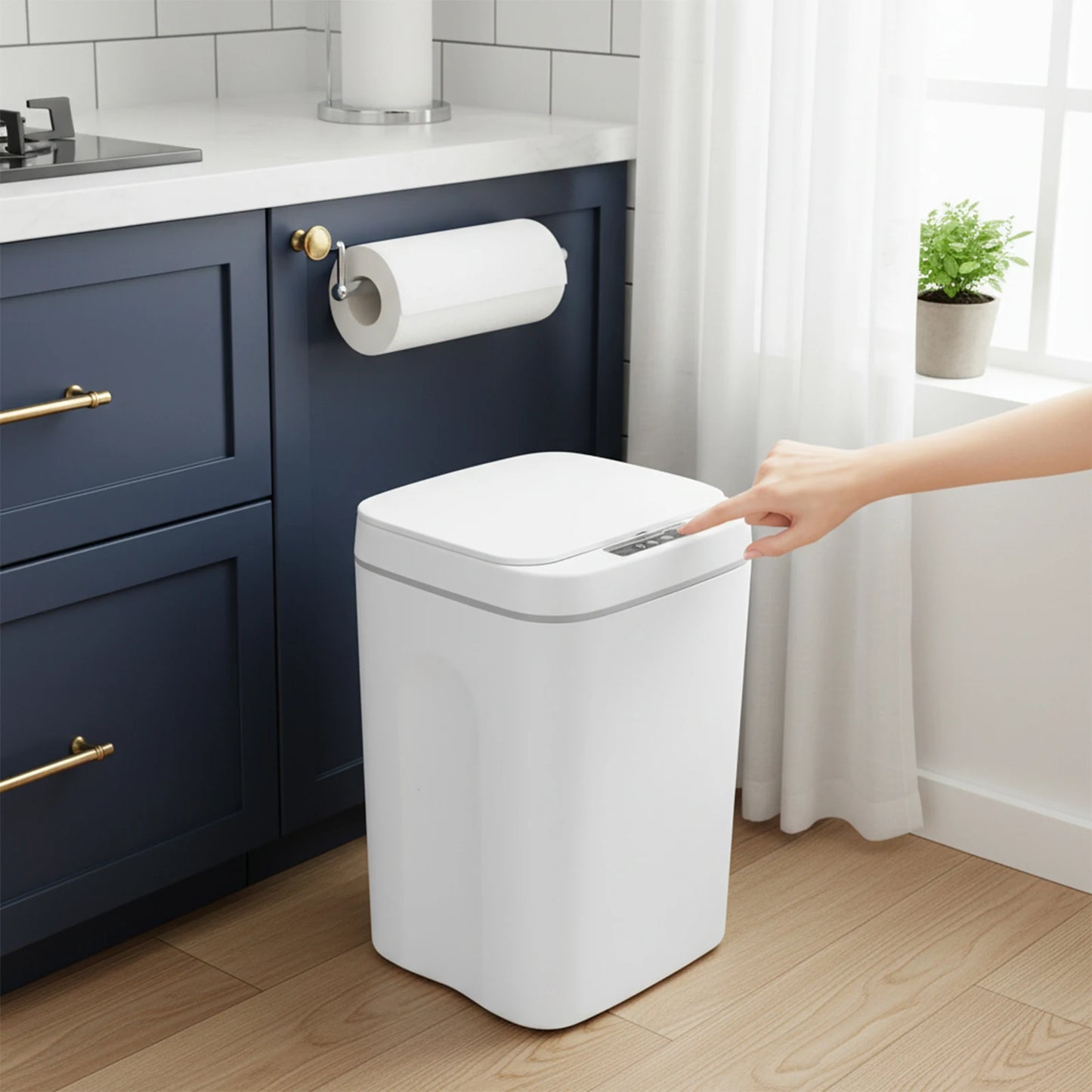 Bymaocar Sensor Trash Can Touchless PP Waterproof IPX5 Waste Bin