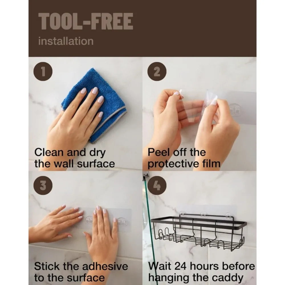 Self Adhesive Shower Caddy Organizer Rack No Drill Bathroom