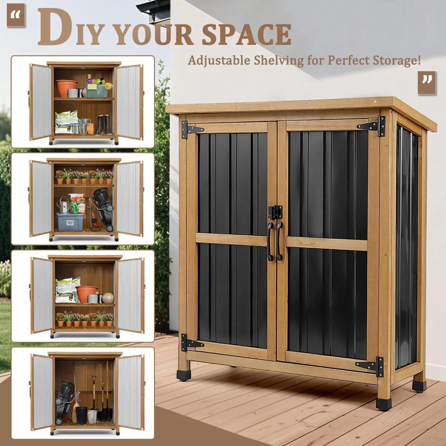 PetsCosset Outdoor Storage Shed For Garden Tools And Supplies