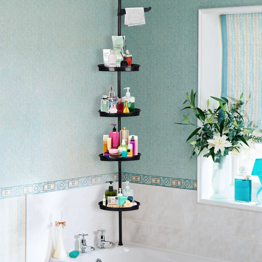 HiMISS Corner Shower Caddy With Tension Pole 4 Tier Organizer
