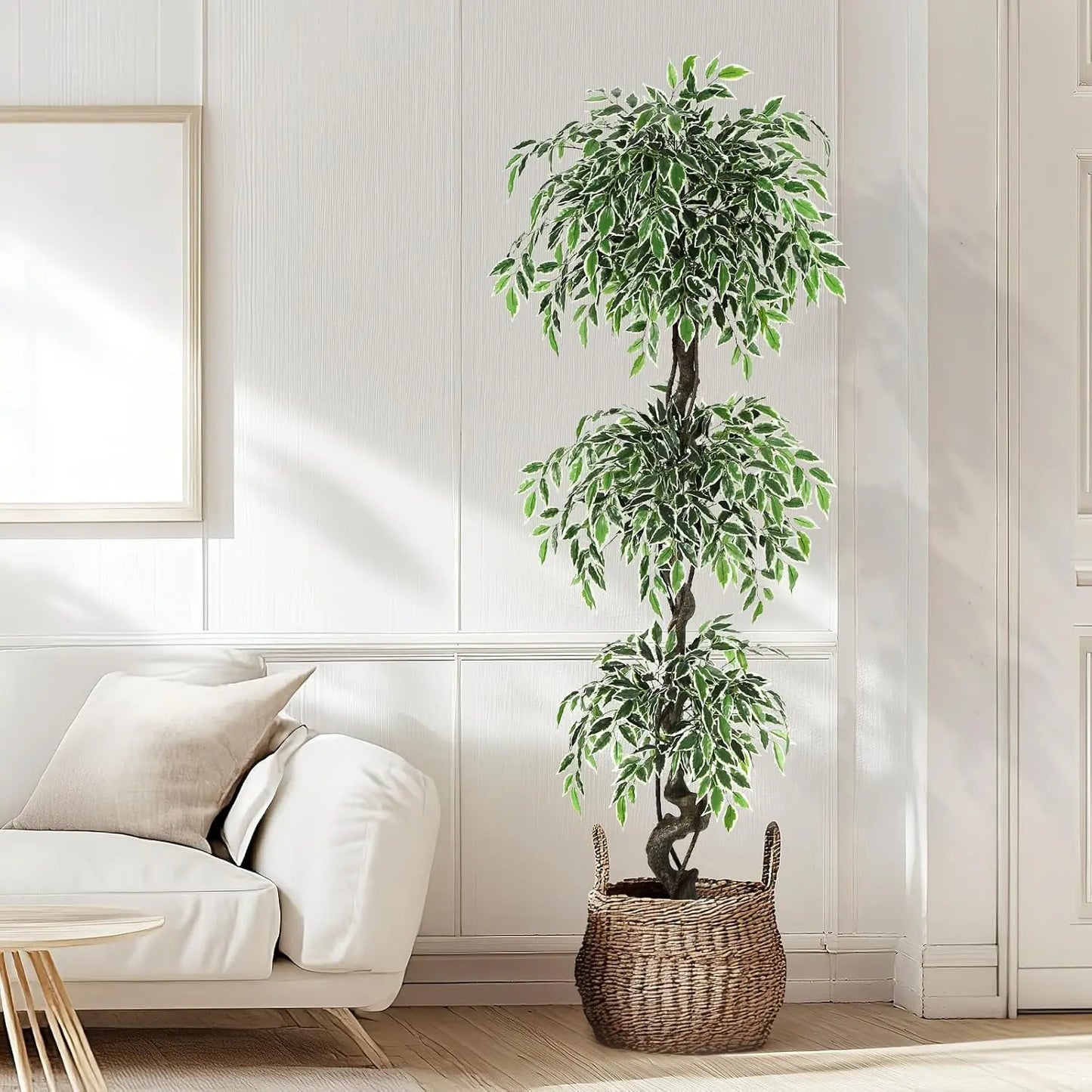 HiMISS Artificial Ficus Tree With Pebbles And Fake Moss Pot
