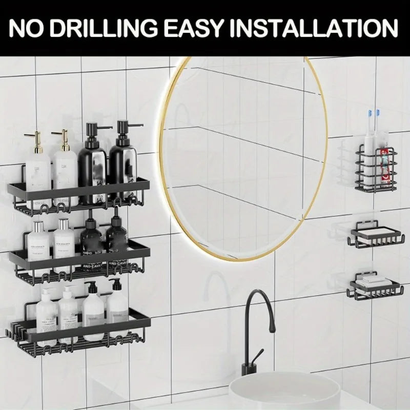Self Adhesive Shower Caddy Organizer Rack No Drill Bathroom