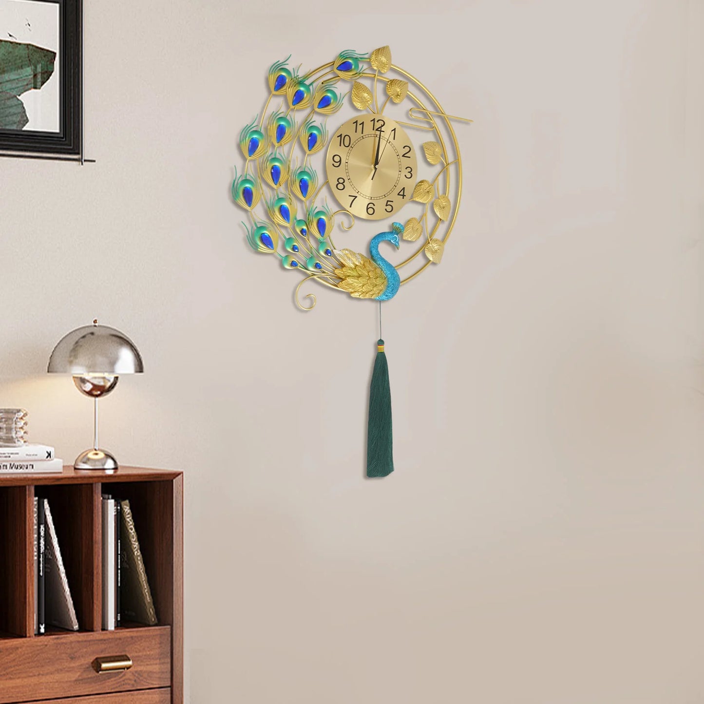 Peacock Metal Wall Clock Silent Quartz Wall Mounted Art Clock