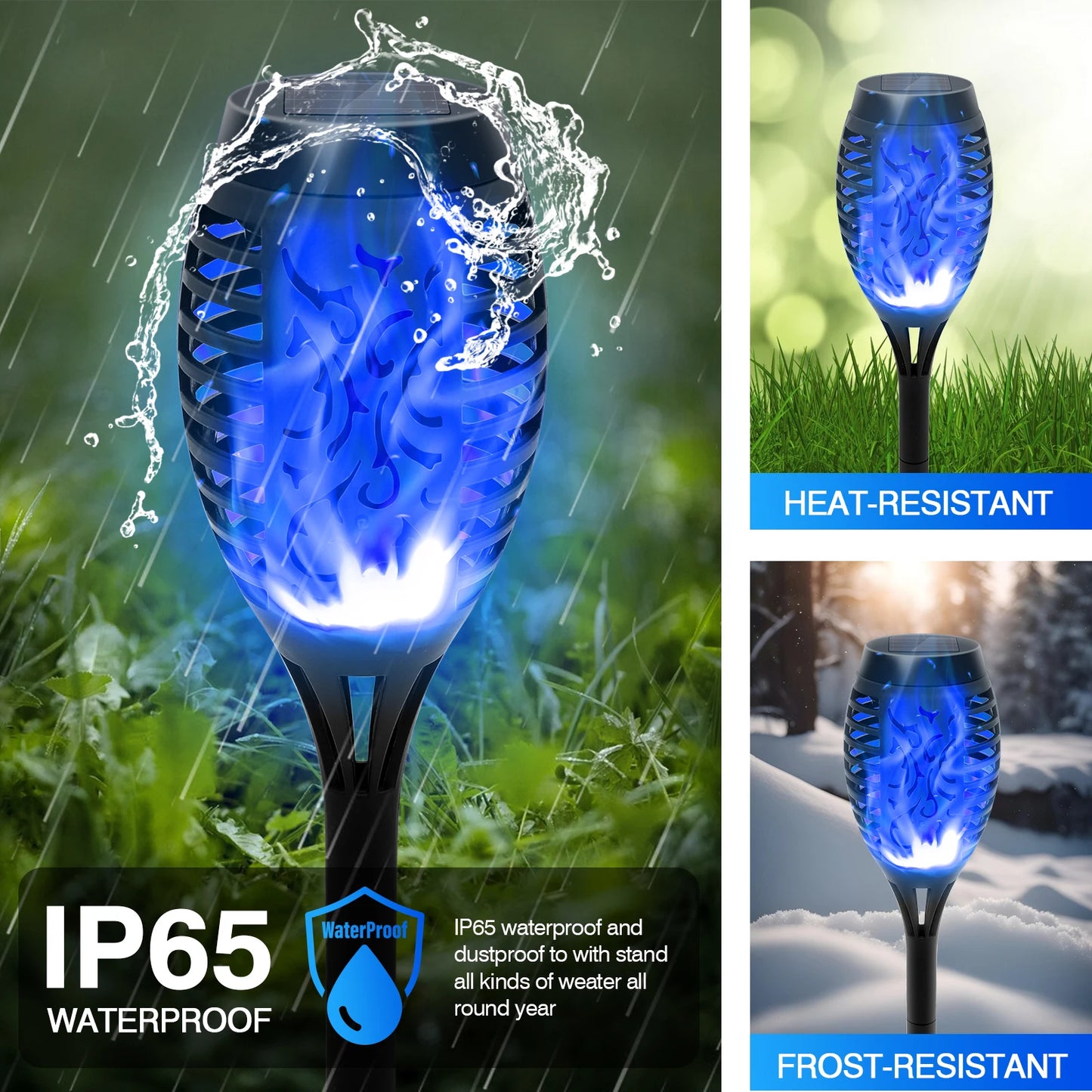 8 Pack Solar Torch Lights Flickering Flame Outdoor Waterproof Garden Decor