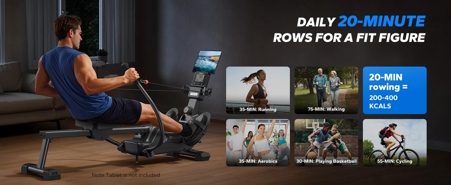 Merach Rowing Machine Magnetic 16 Level Resistance Ultra Quiet