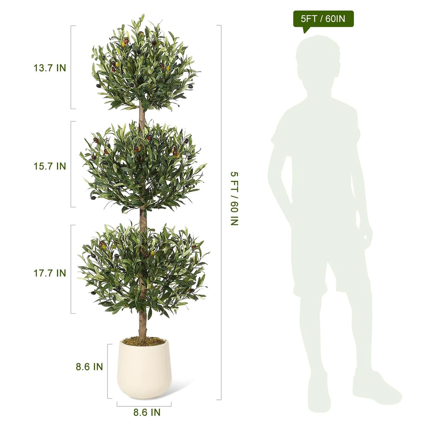 HiMISS Artificial Olive Tree With Planter For Home And Office Decor