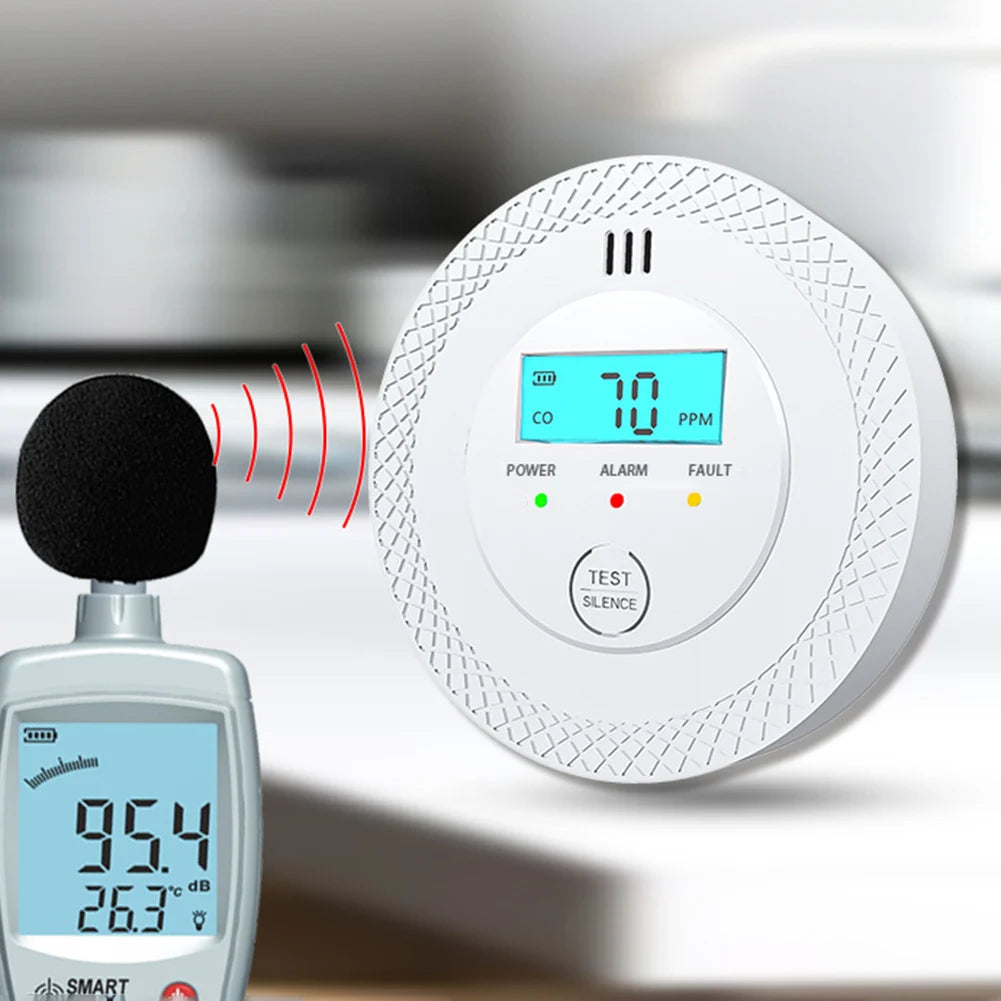 Carbon Monoxide Alarm Detector With LCD Display And 85dB Alert