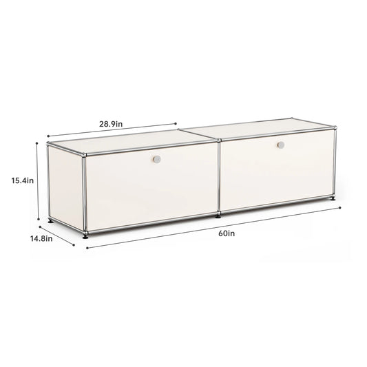Stainless Steel Storage Cabinet Sideboard With Metal Shelves Living Room