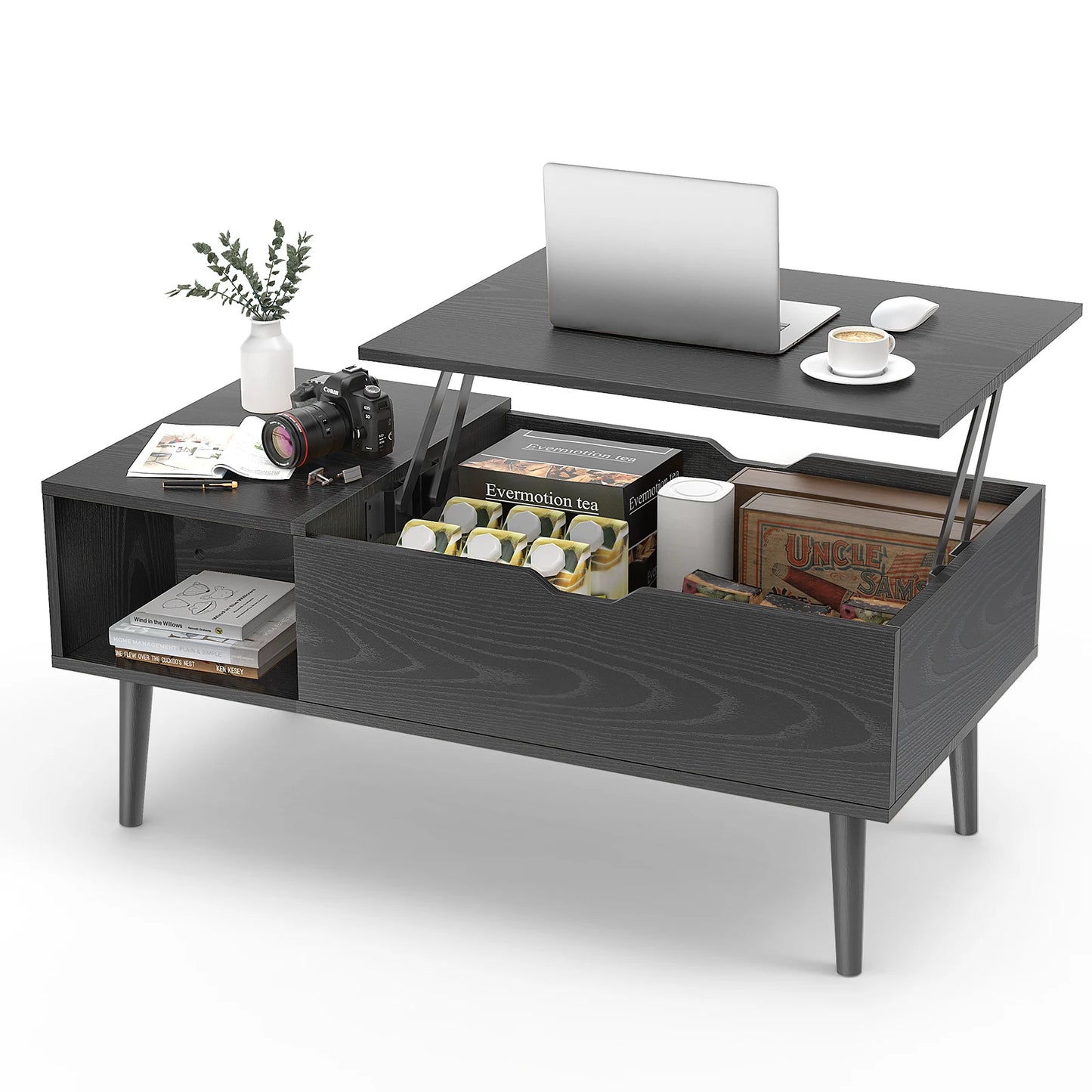 JHK Lift Top Coffee Table Living Room With Adjustable Storage