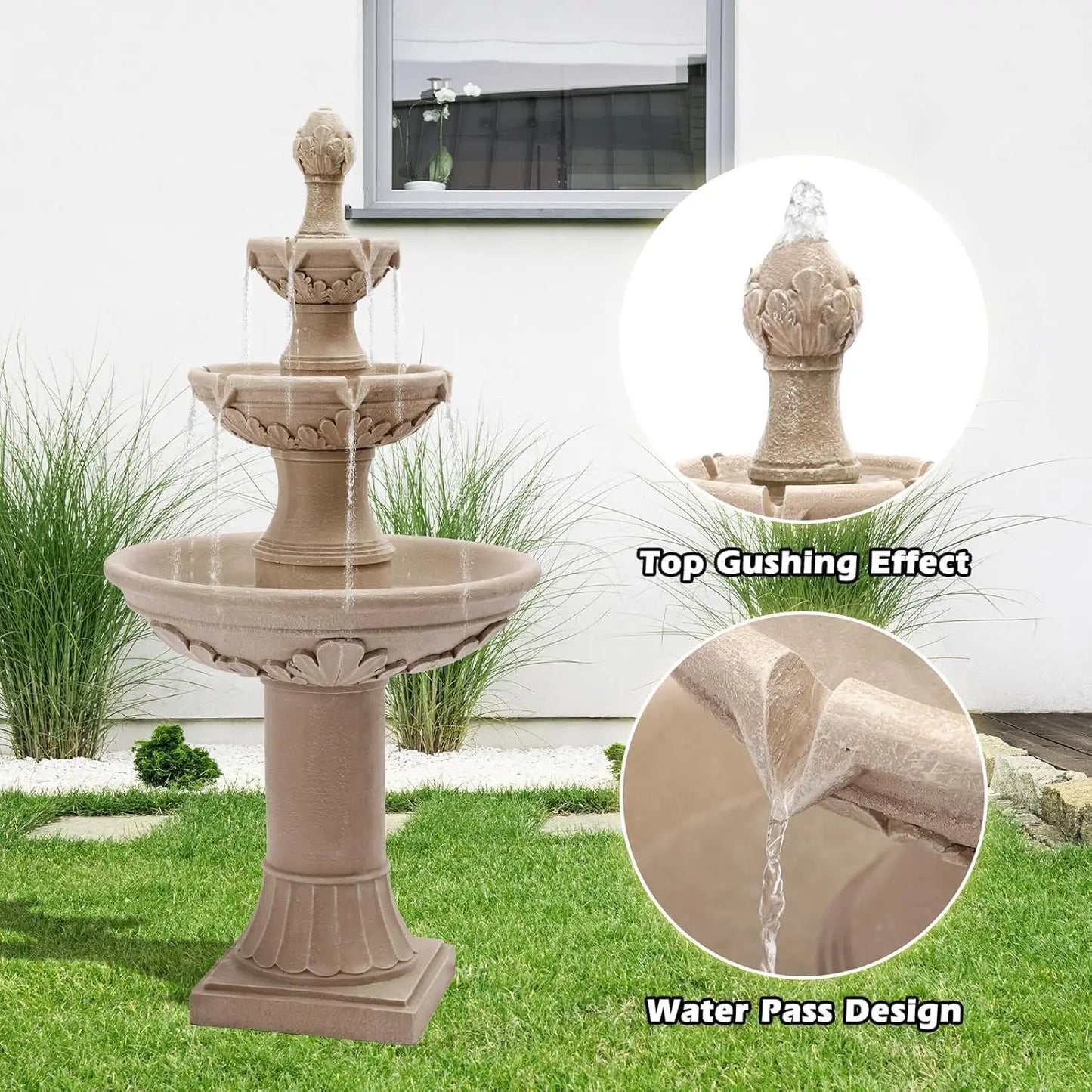 Outdoor 3 Tier Pineapple Top Floor Waterfall Fountain With Pump