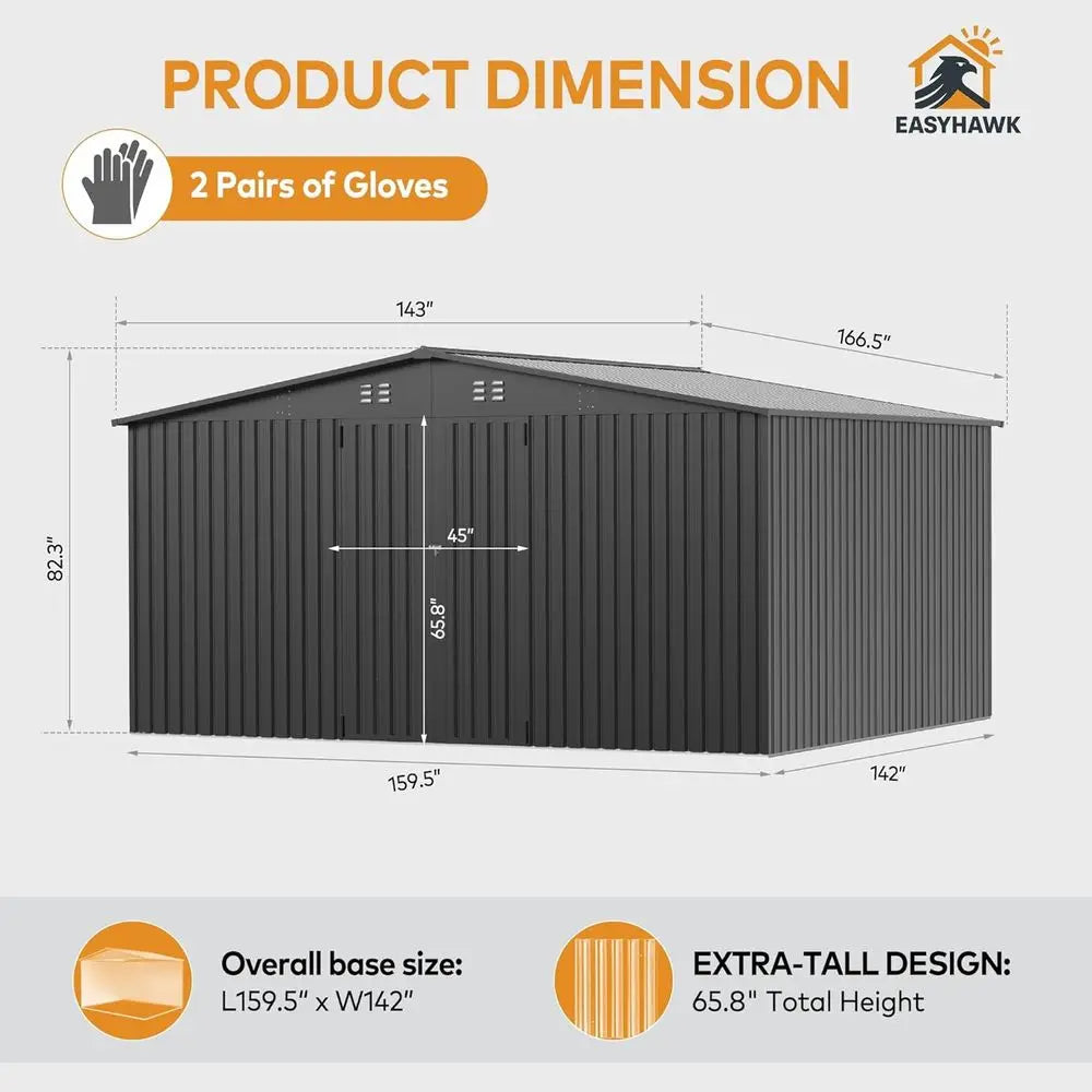 Durable Outdoor Metal Storage Shed With Door And Lock