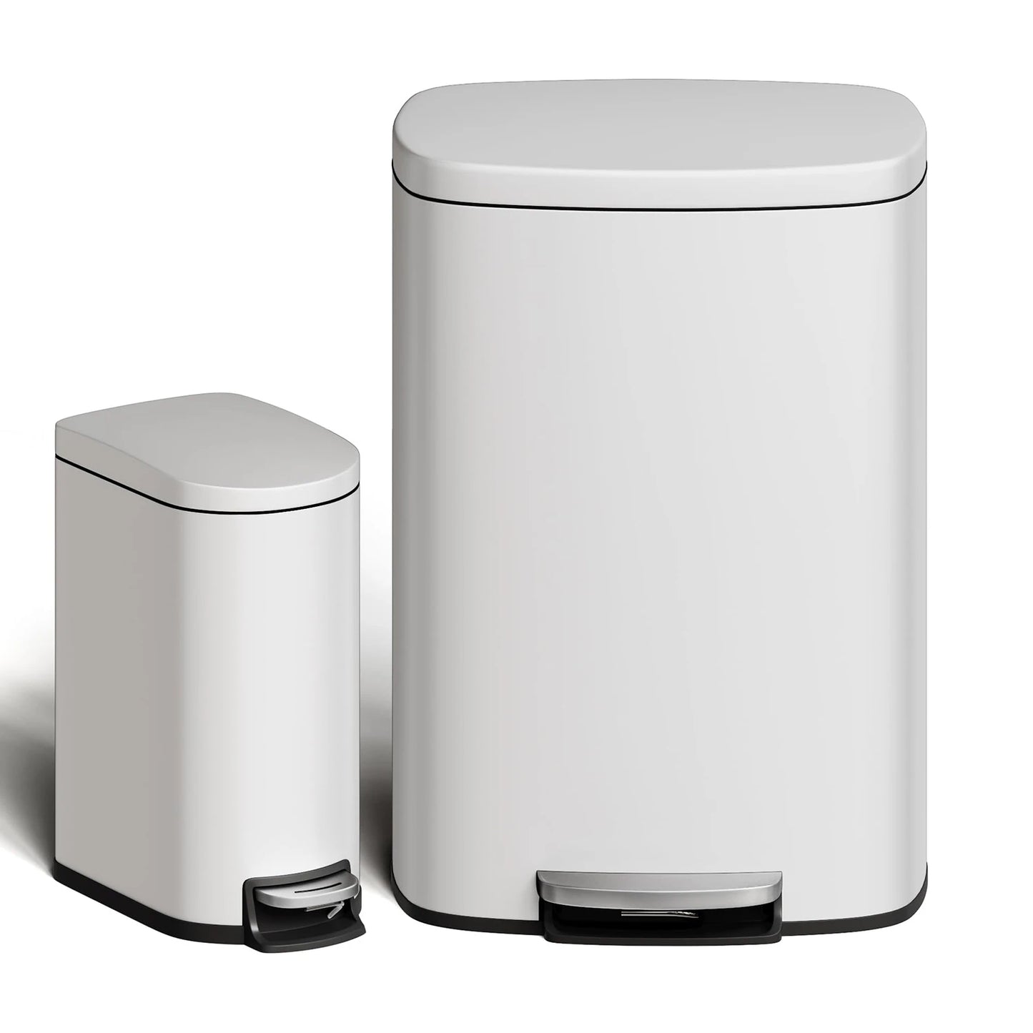 TWISTER.CK Durable Step On Stainless Steel Kitchen Trash Can Set