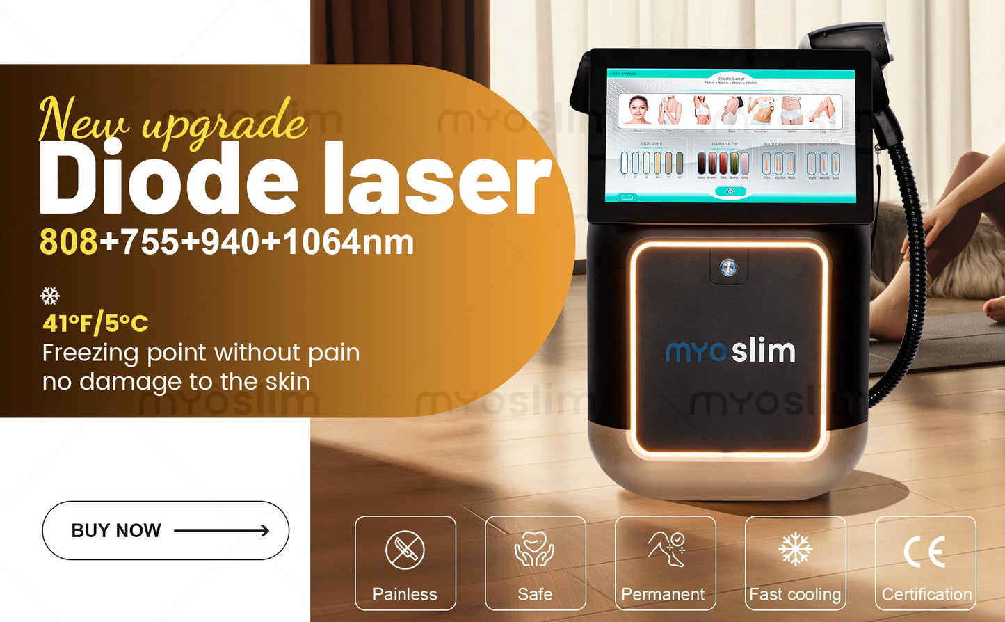 MYOSLIM Soprano Diode Hair Removal Laser 755 808 940 1064