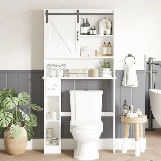 Bathroom Storage Cabinet Above Toilet Organizer With Sliding Barn Door