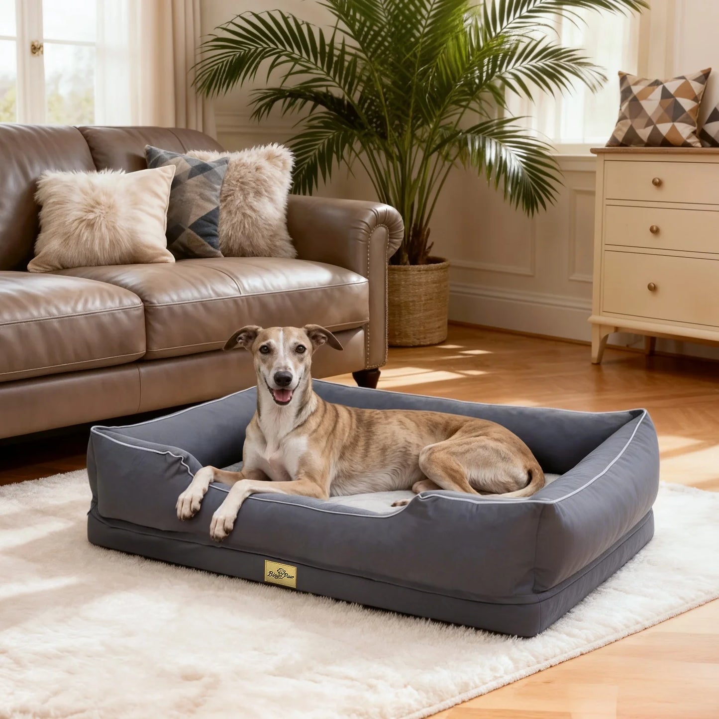 Bingopaw Orthopedic Dog Bed With Oxford Bolster Foam Base