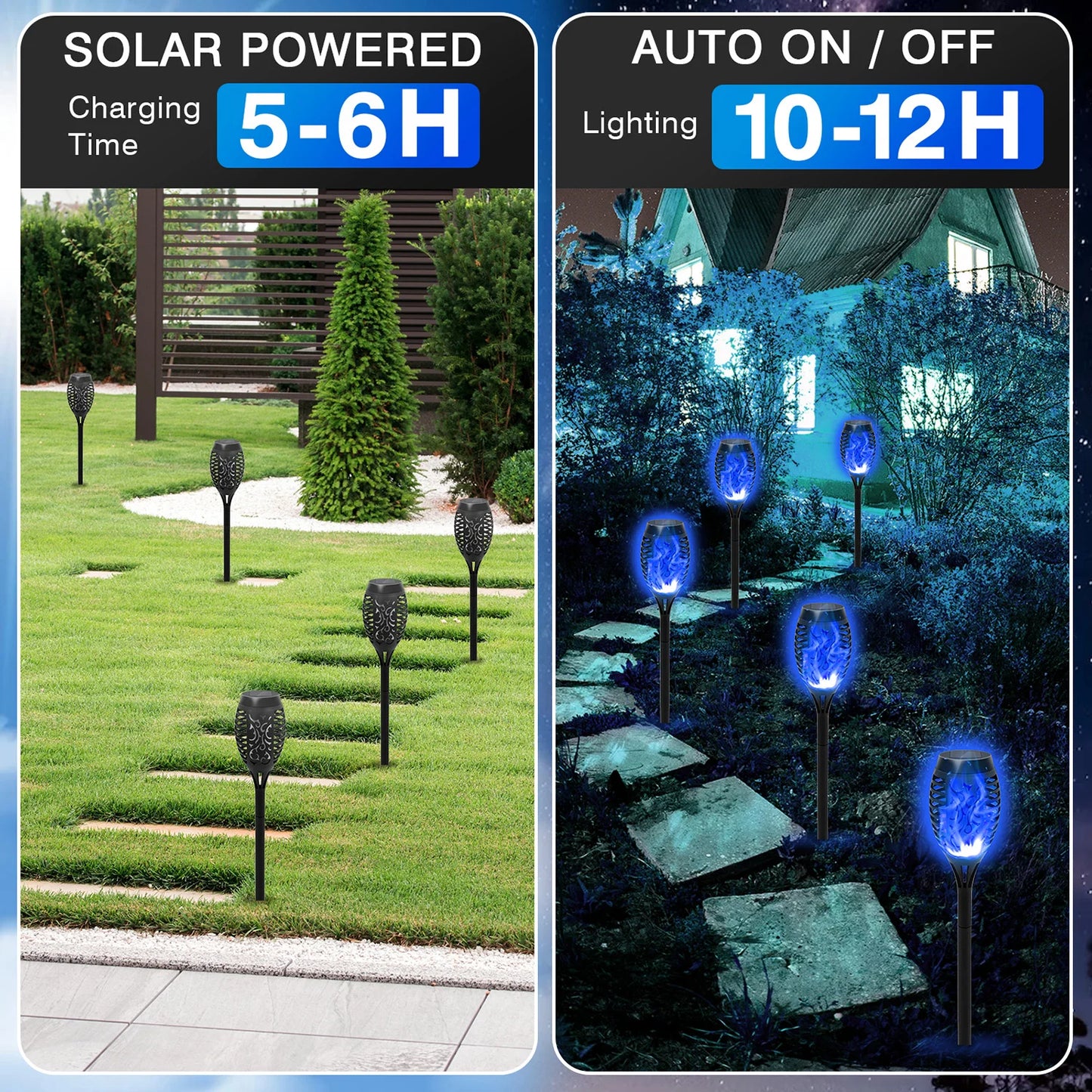 8 Pack Solar Torch Lights Flickering Flame Outdoor Waterproof Garden Decor