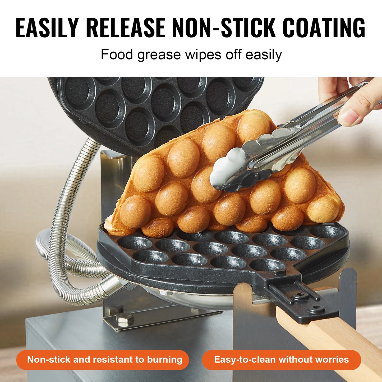 SucceBuy Commercial Egg Bubble Waffle Maker 1400W Stainless Steel