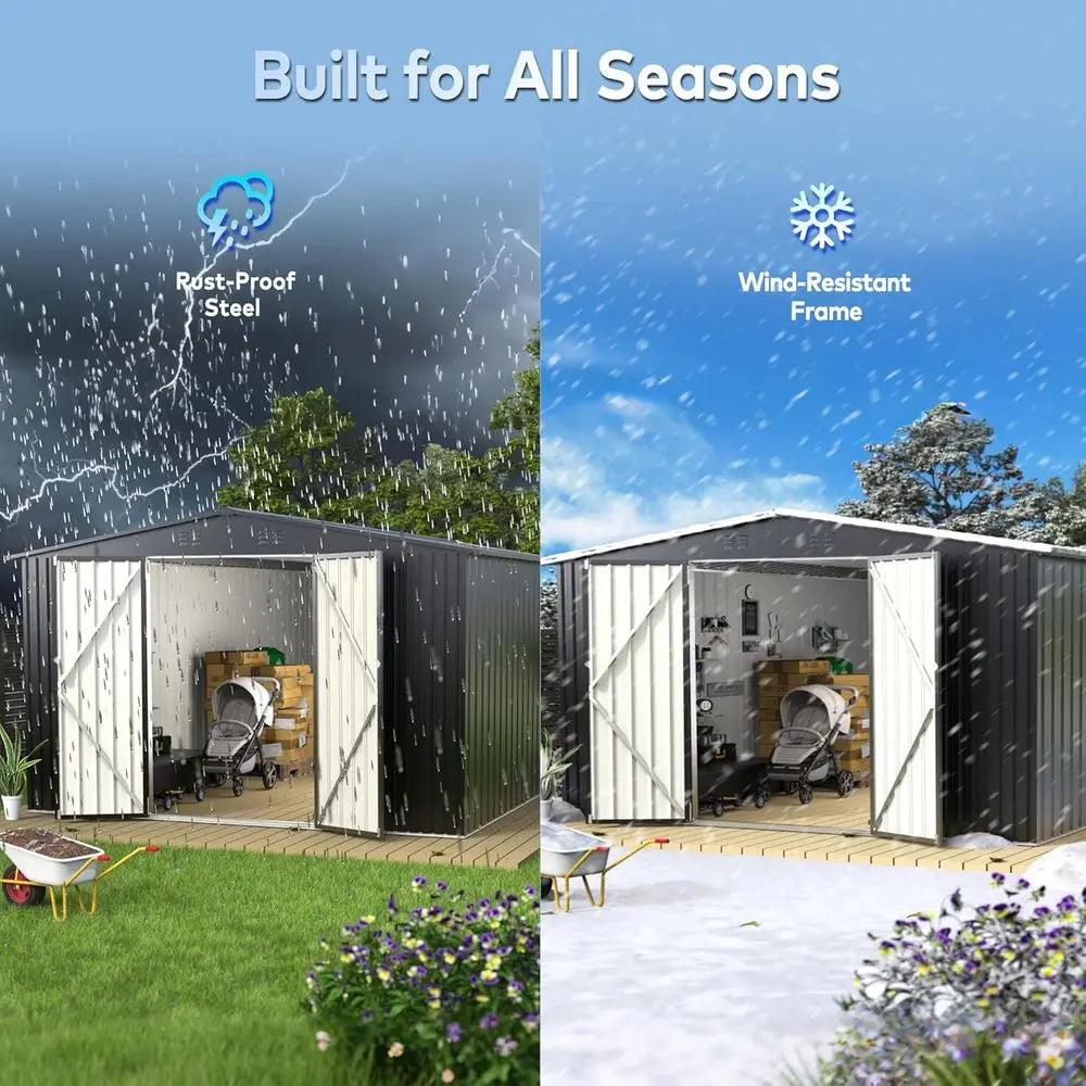 Durable Outdoor Metal Storage Shed With Door And Lock