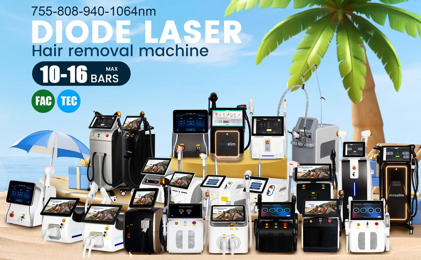 MYOSLIM Soprano Diode Hair Removal Laser 755 808 940 1064