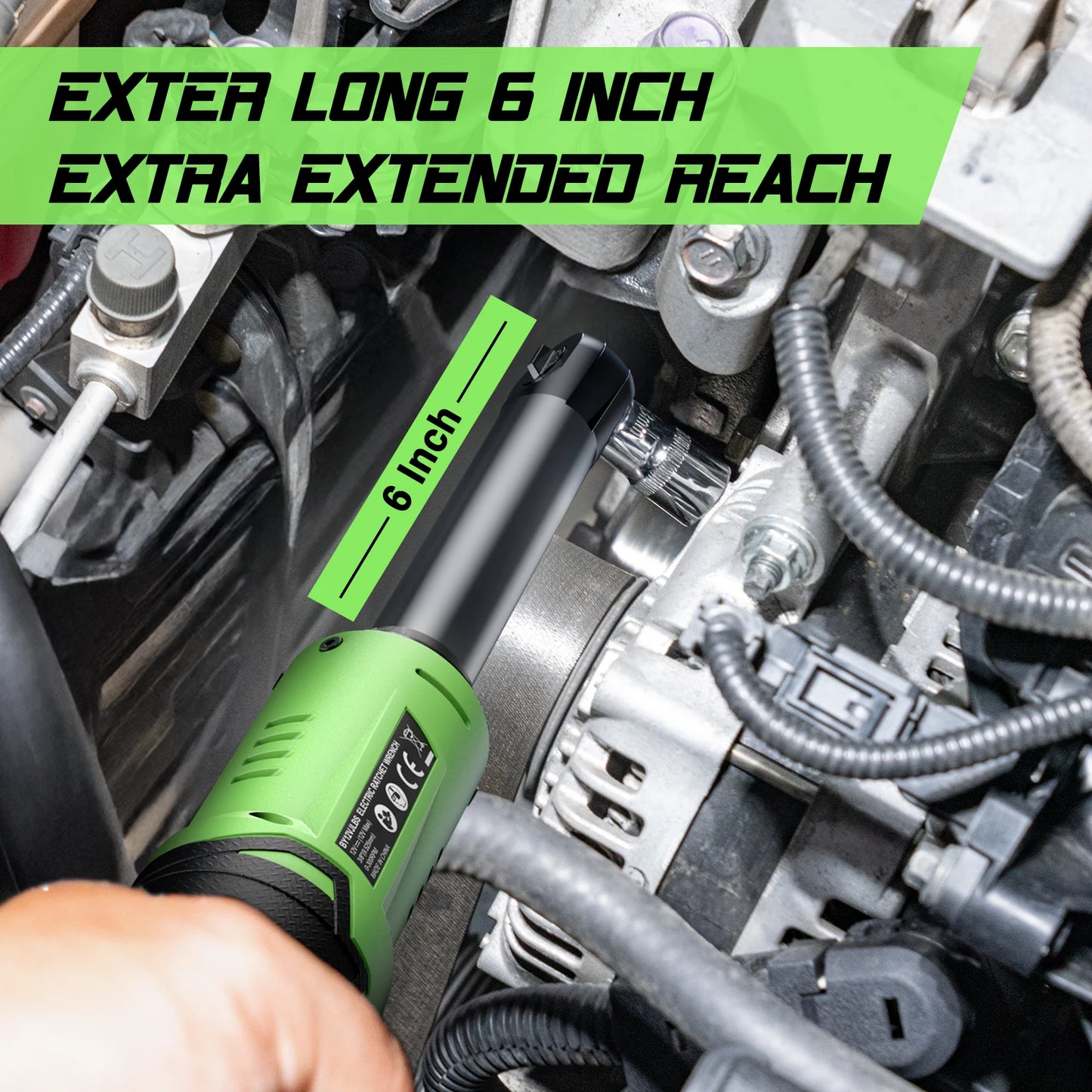 Extended Cordless Ratchet Wrench With Three Eighth Inch Driver For Cars