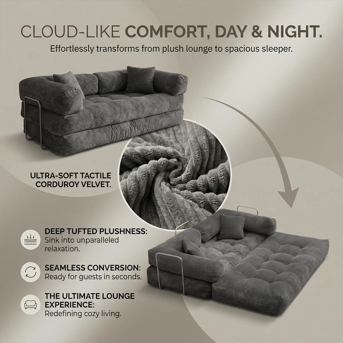 YQzyphyna Cozy Cloud Modular Sofa Bed For Living Room