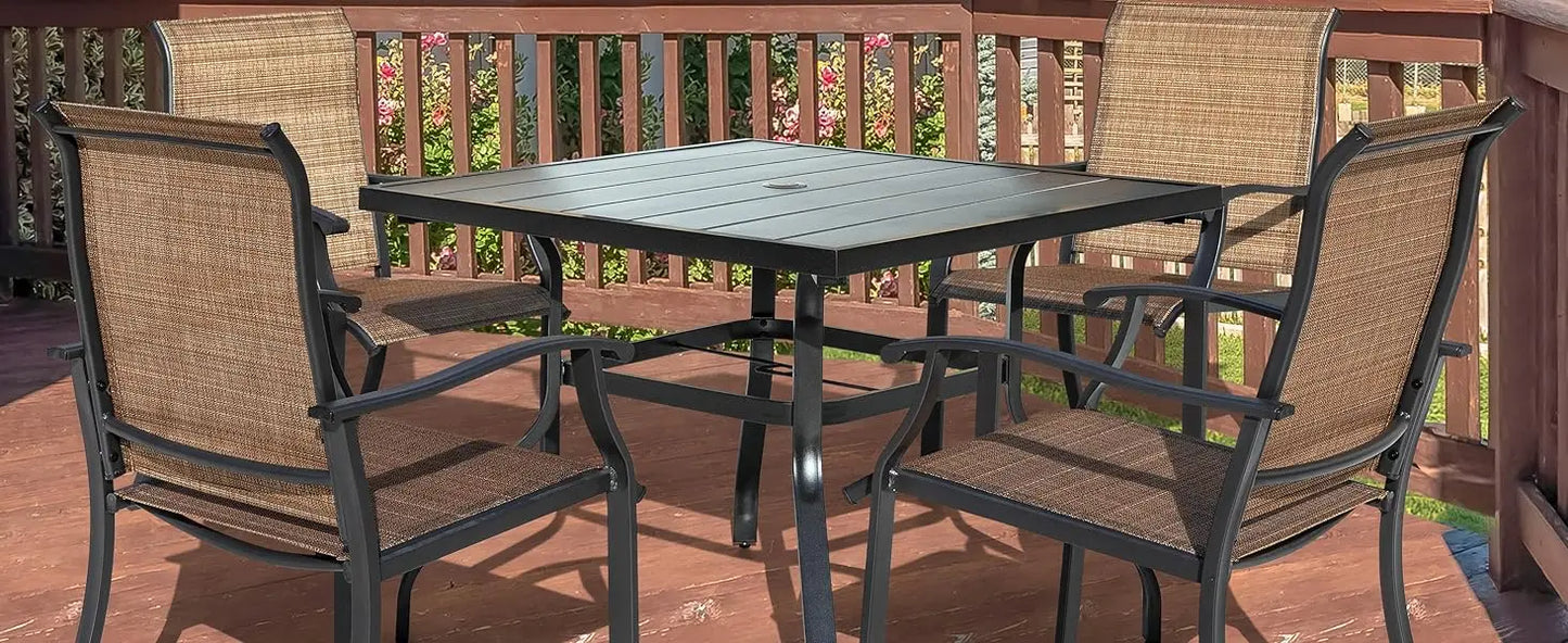 5Piece Patio Dining Set With Umbrella Hole Table And Chairs