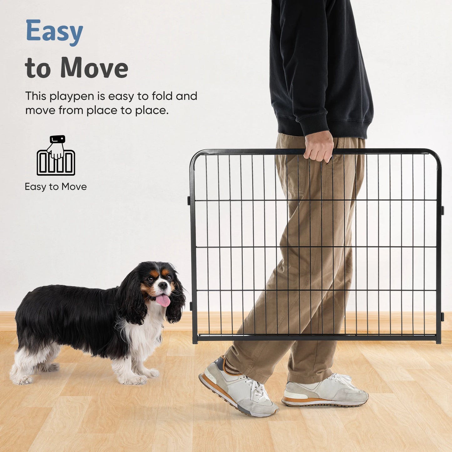 JHK Metal 8 Panel Dog Playpen Foldable Outdoor Fence