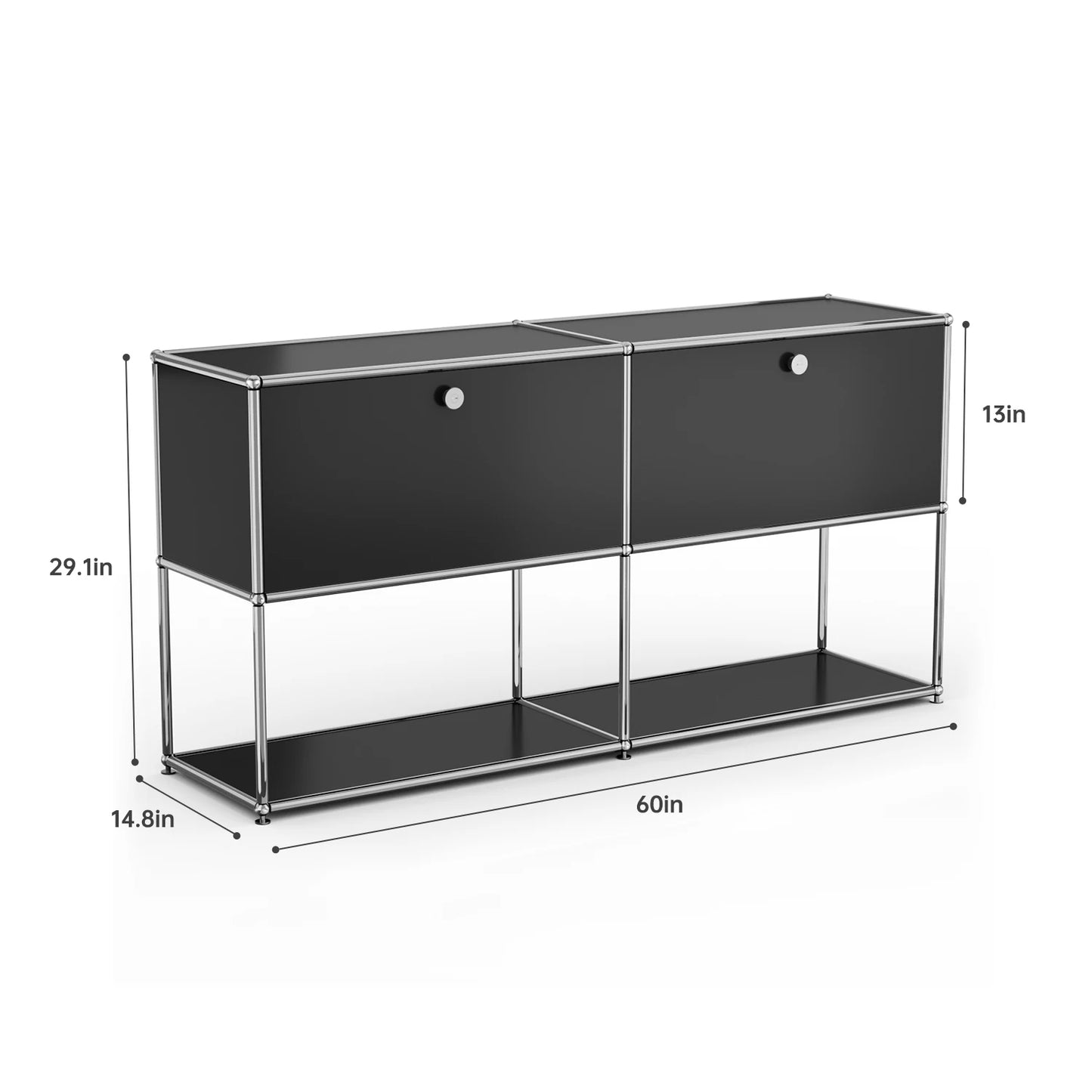 Stainless Steel Storage Cabinet Sideboard With Metal Shelves Living Room