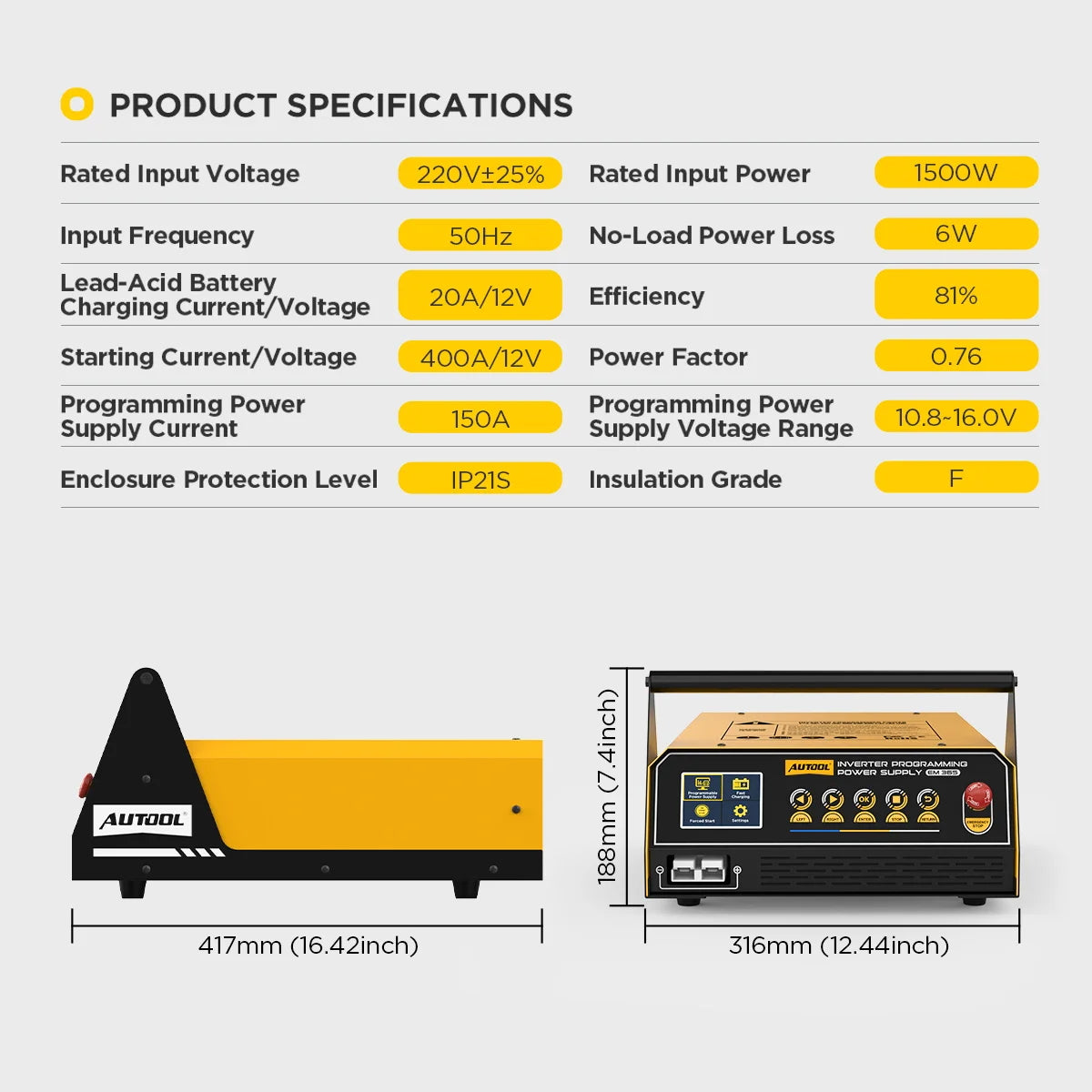 AUTOOL EM365 Vehicle 12V Programming Power Supply and Battery Charger