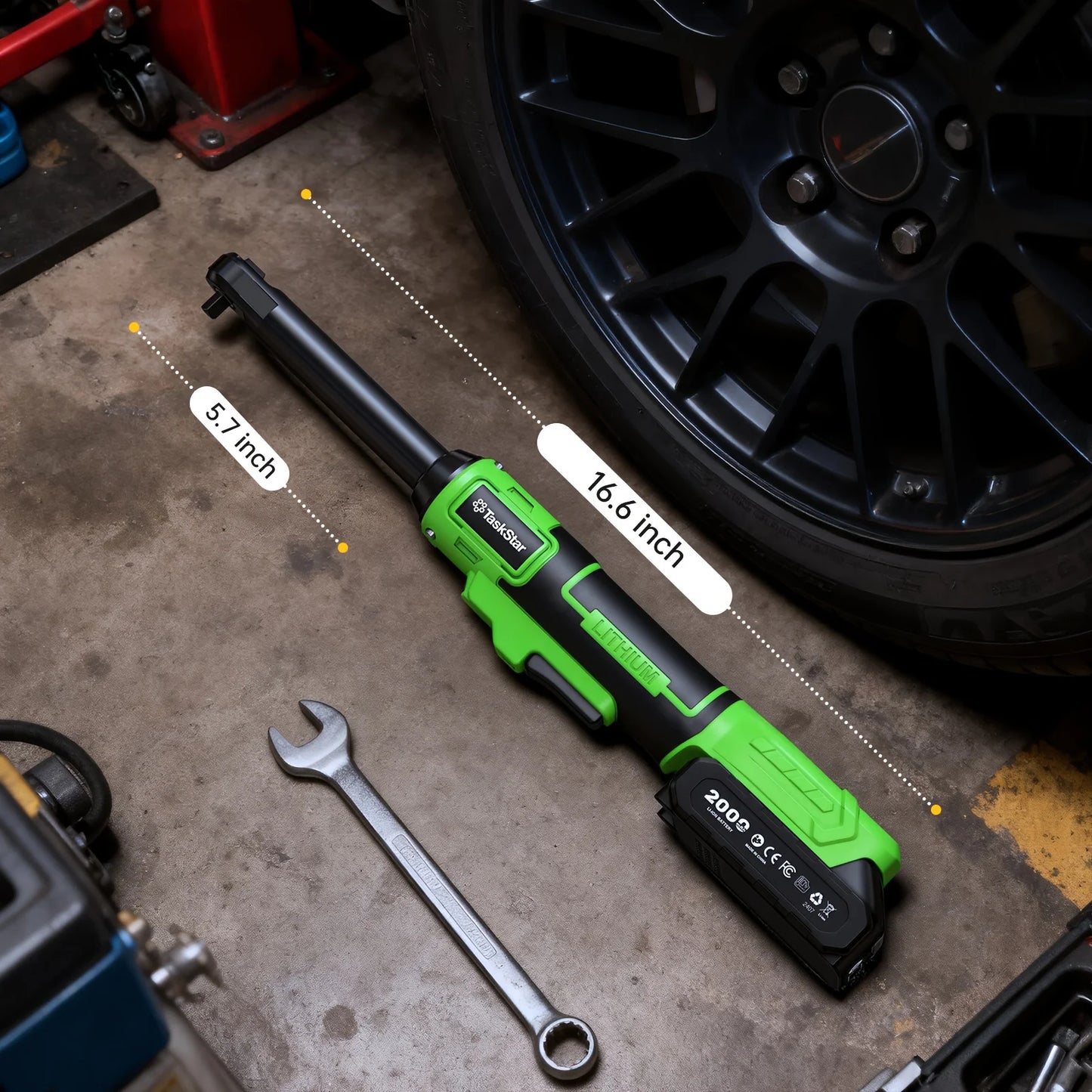 Extended Cordless Ratchet Wrench With Three Eighth Inch Driver For Cars
