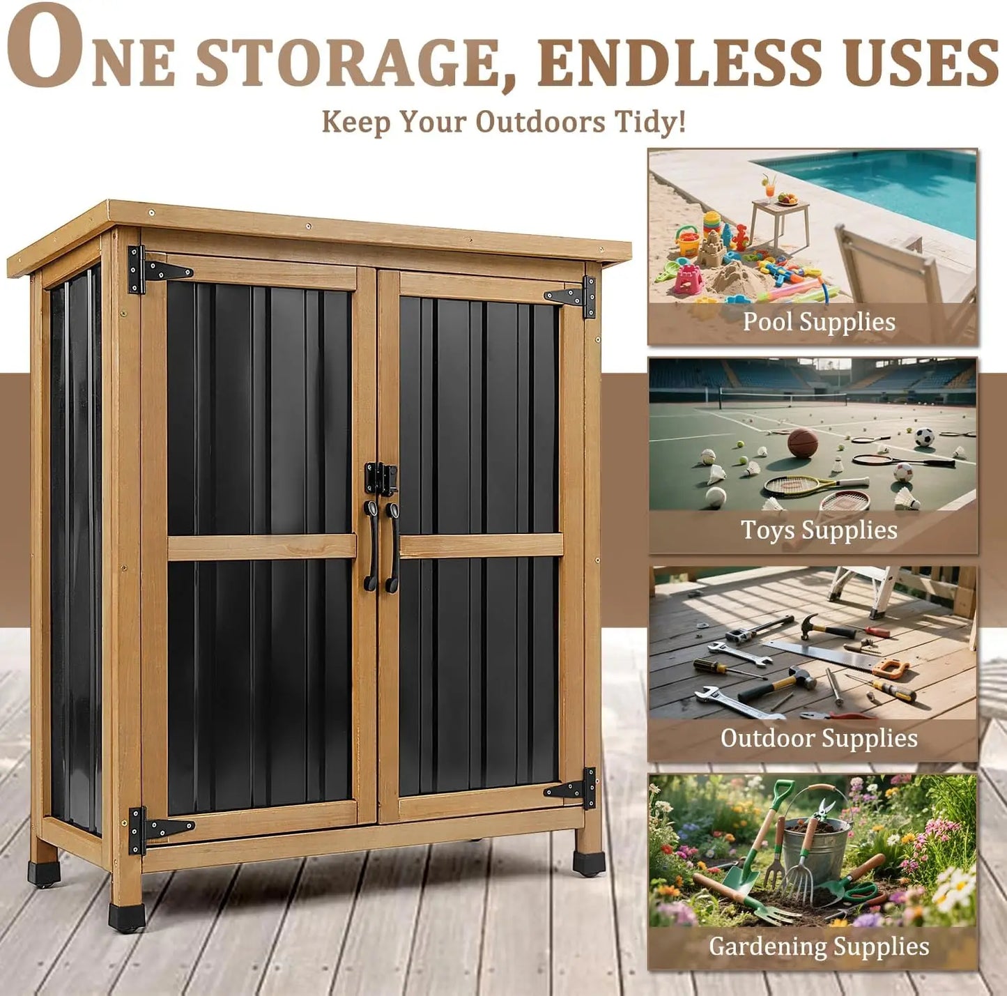 PetsCosset Outdoor Storage Shed For Garden Tools And Supplies