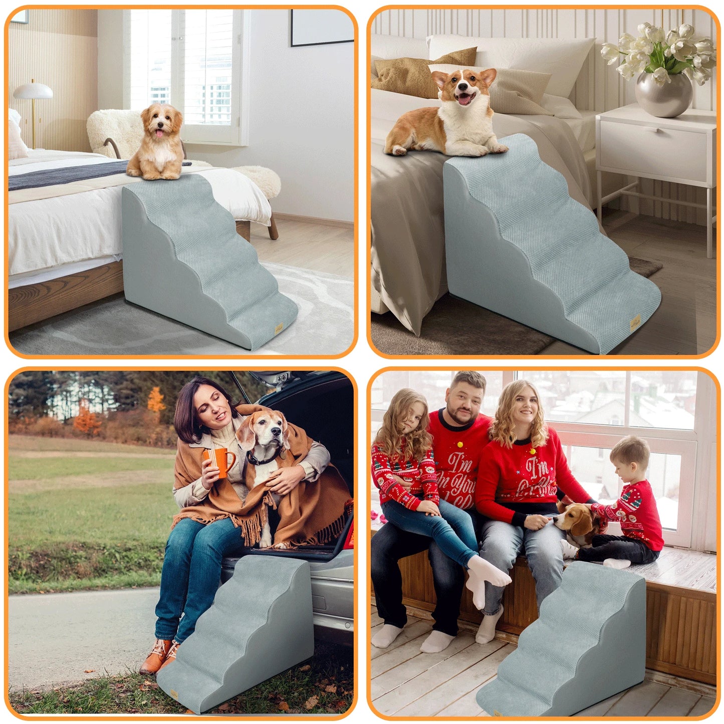 Pet Training Stairs With Removable Cover For Beds And Sofas